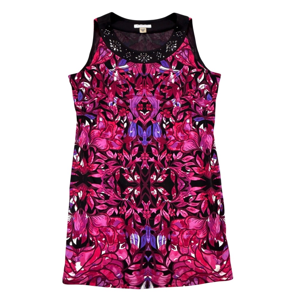 Allison Daley Petite Pink Purple Floral Embellished Neck Sleeveless Dress 16P